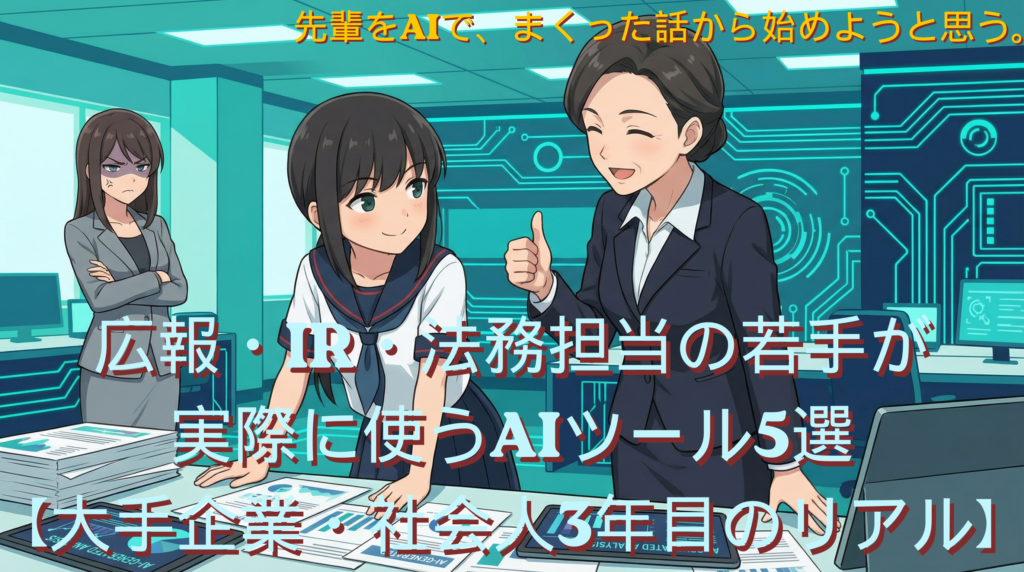 広報・IR・法務担当の若手が実際に使うAIツール5選【大手企業・社会人3年目のリアル】